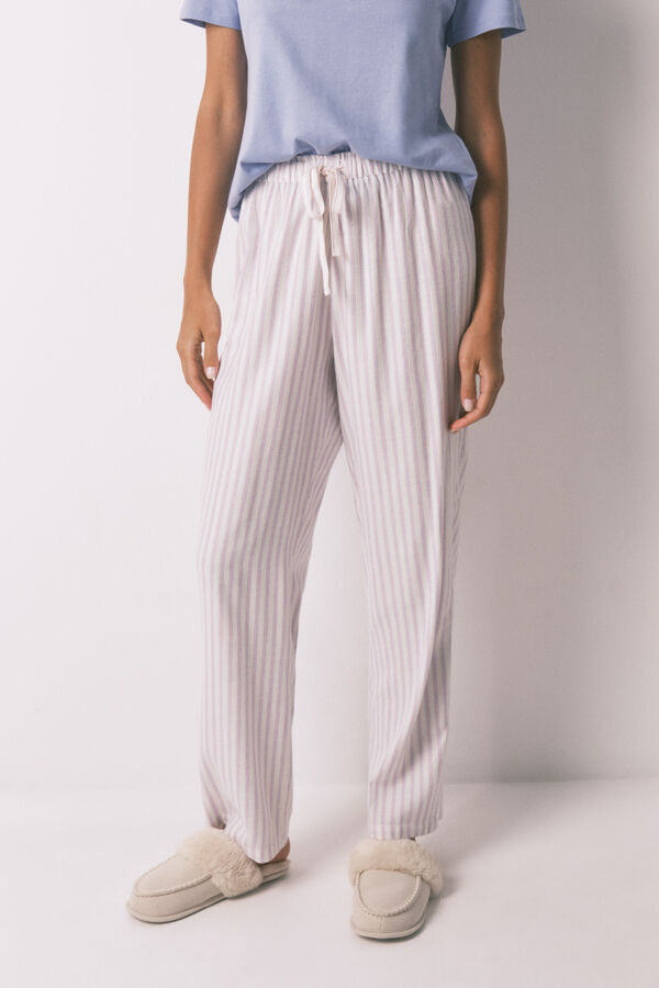 Women'secret Pantal&oacute;n largo franela print rayas multicolor estampado