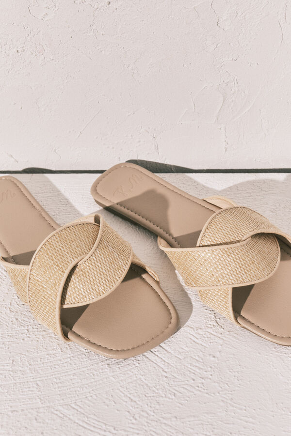 Women'secret Sandalias pala rafia beige nude
