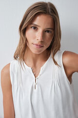 Women'secret Camiseta sin mangas algod&oacute;n blanco blanco