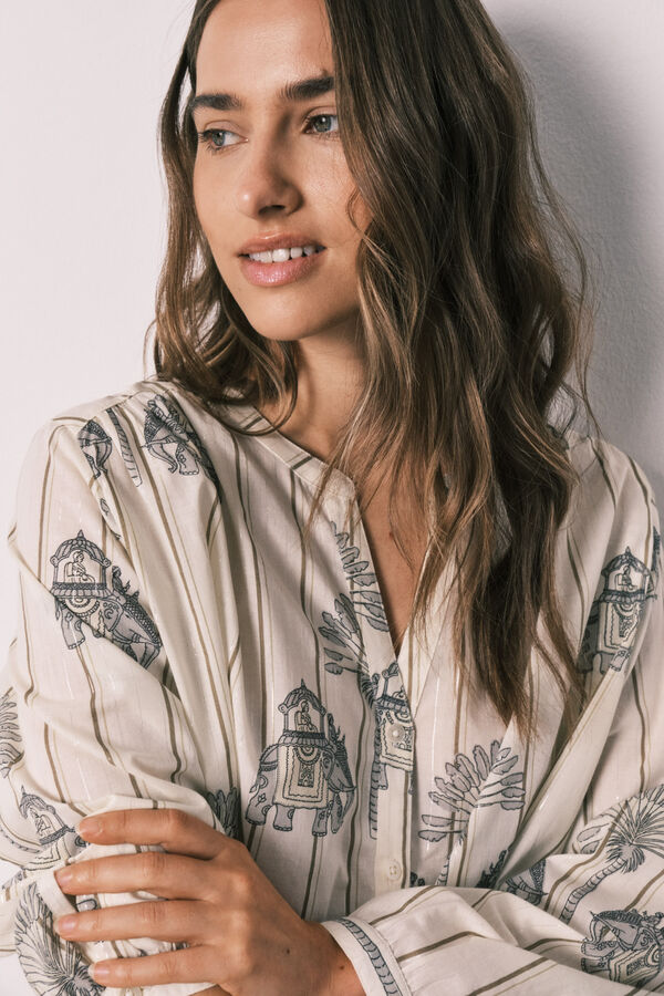 Women'secret Pijama corto algod&oacute;n estampado blanco