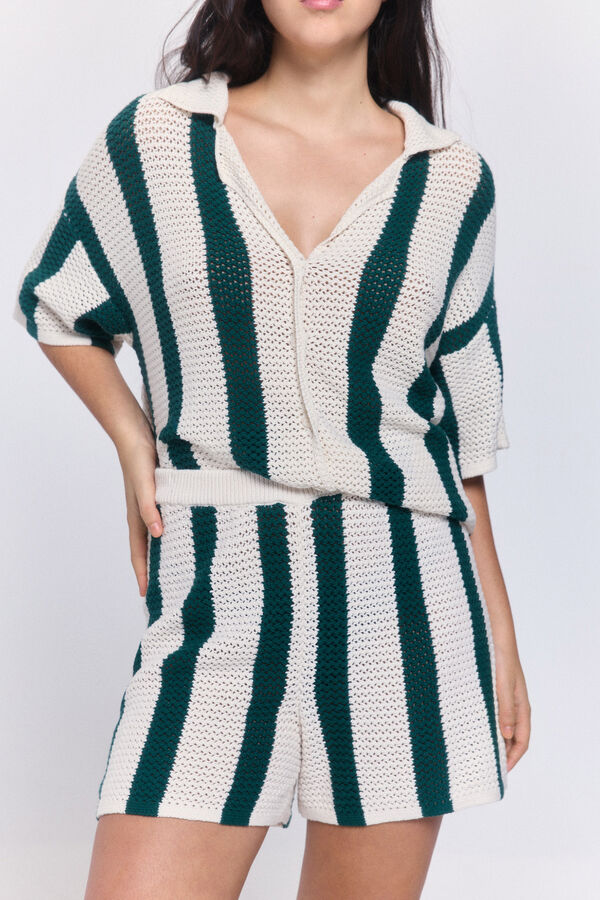 Pieces Shorts punto algod&oacute;n blanco