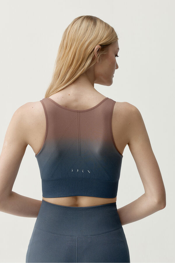 Born Living Yoga Top deportivo Dione azul gris&aacute;ceo y marr&oacute;n verde