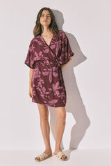 Women'secret Camisola corta estampado flores burdeos