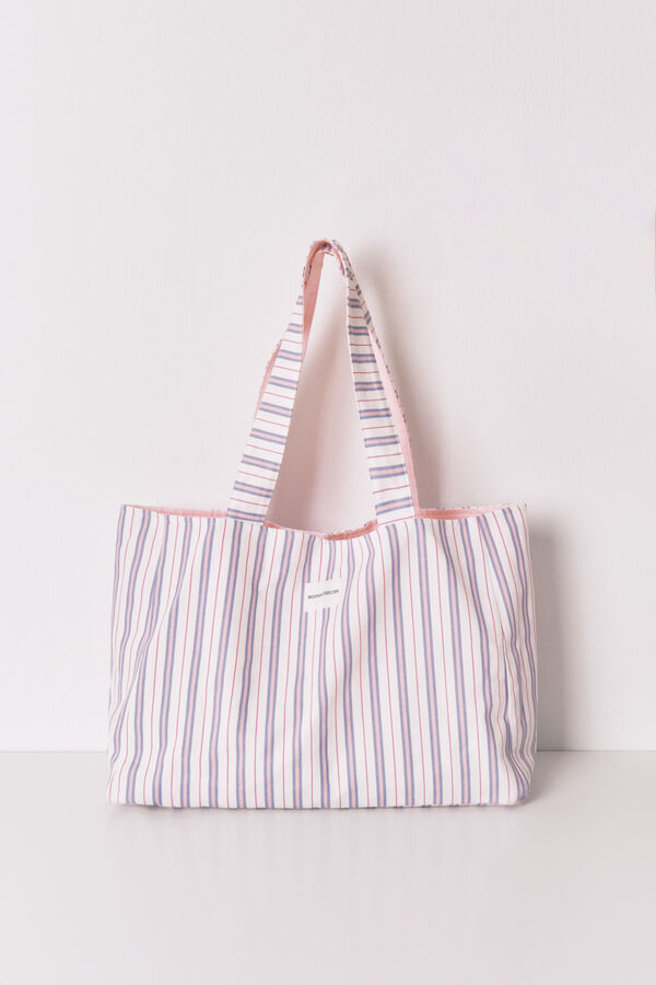 Women'secret Bolso tote solidario algod&oacute;n rayas estampado