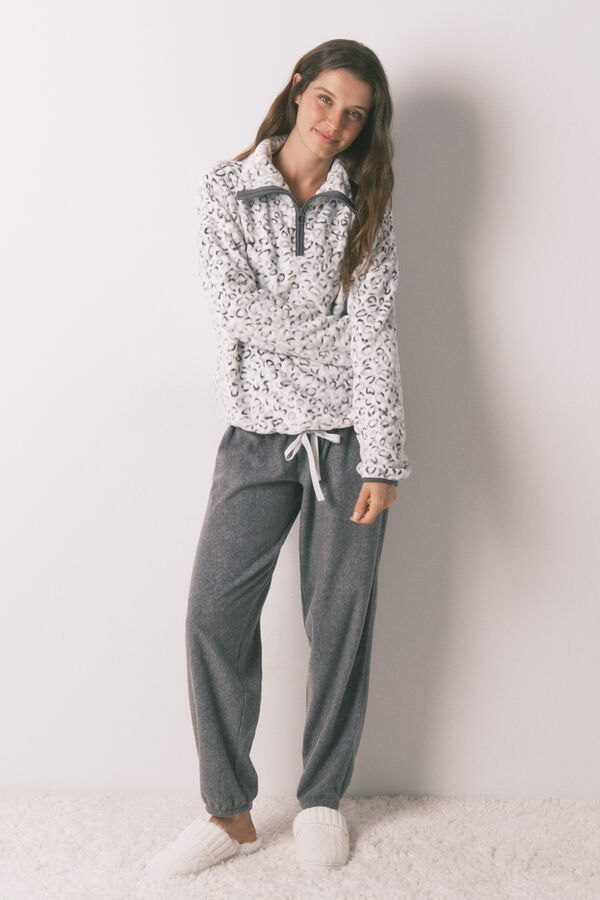 Women'secret Pijama largo polar animal print estampado