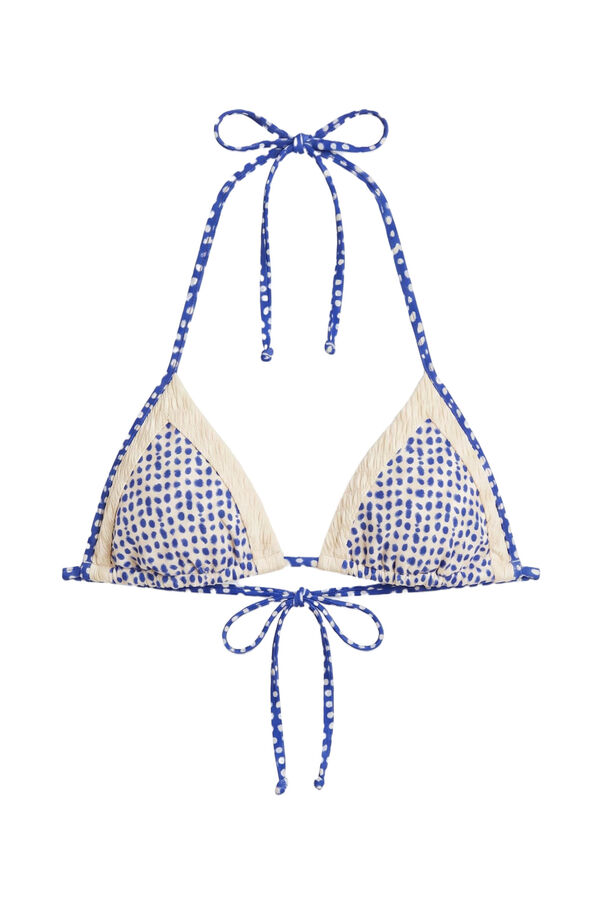 Women'secret Top bikini cortina cuadros azul estampado