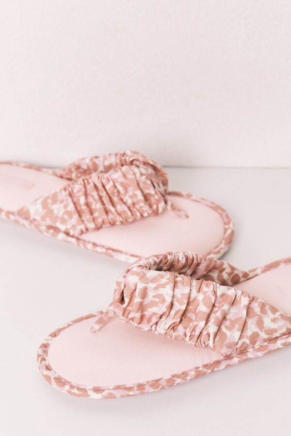 Women'secret Zapatillas casa tiras animal print rosa