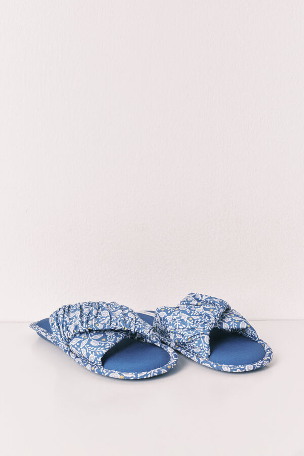 Women'secret Pack viaje zapatillas casa azul estampado