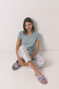 Women'secret Pantal&oacute;n largo carrot 100% algod&oacute;n cenefas