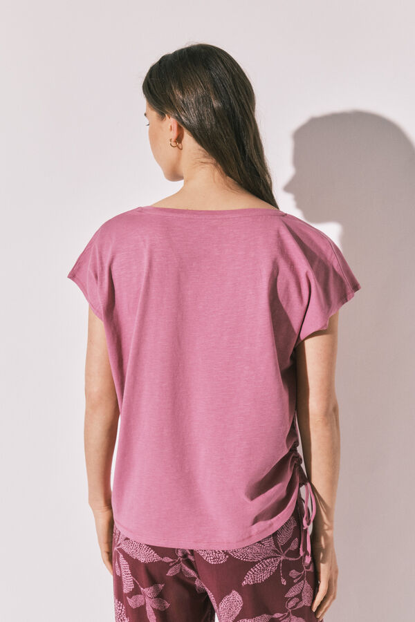Women'secret Camiseta algod&oacute;n frunce lila rosa