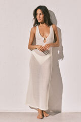 Women'secret Vestido largo crochet blanco marfil