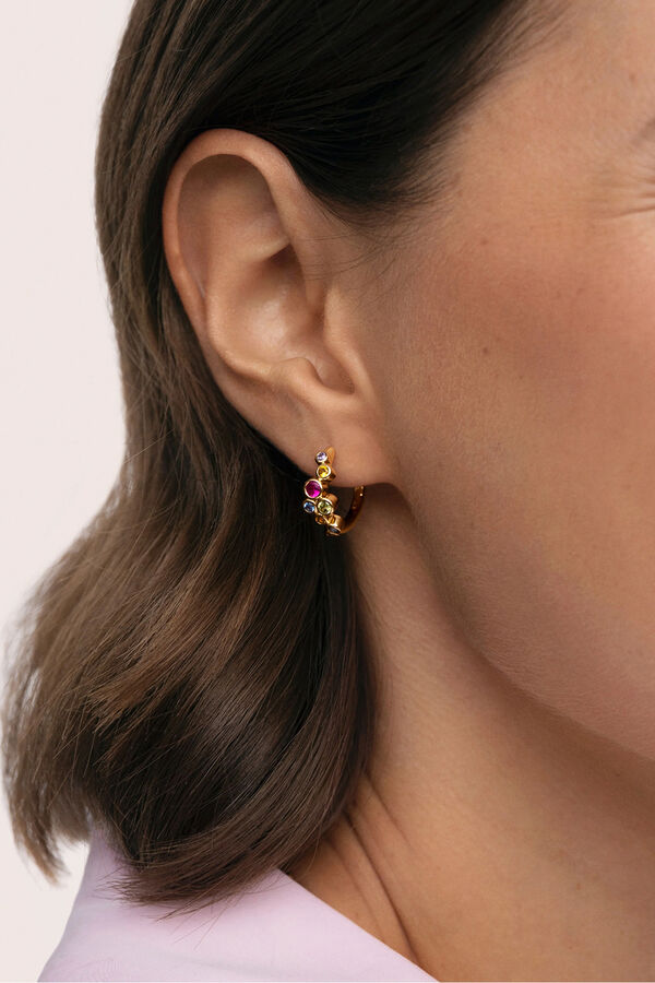 Singularu Pendientes Aro Rainbow Bubbles S Ba&ntilde;o Oro amarillo