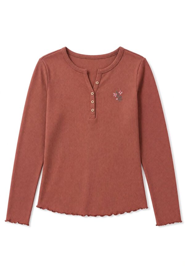 Women'secret Camiseta manga larga marr&oacute;n marr&oacute;n