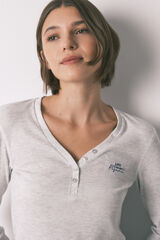 Women'secret Camiseta manga larga waffle gris gris