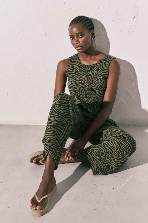 Women'secret Mono largo animal print negro