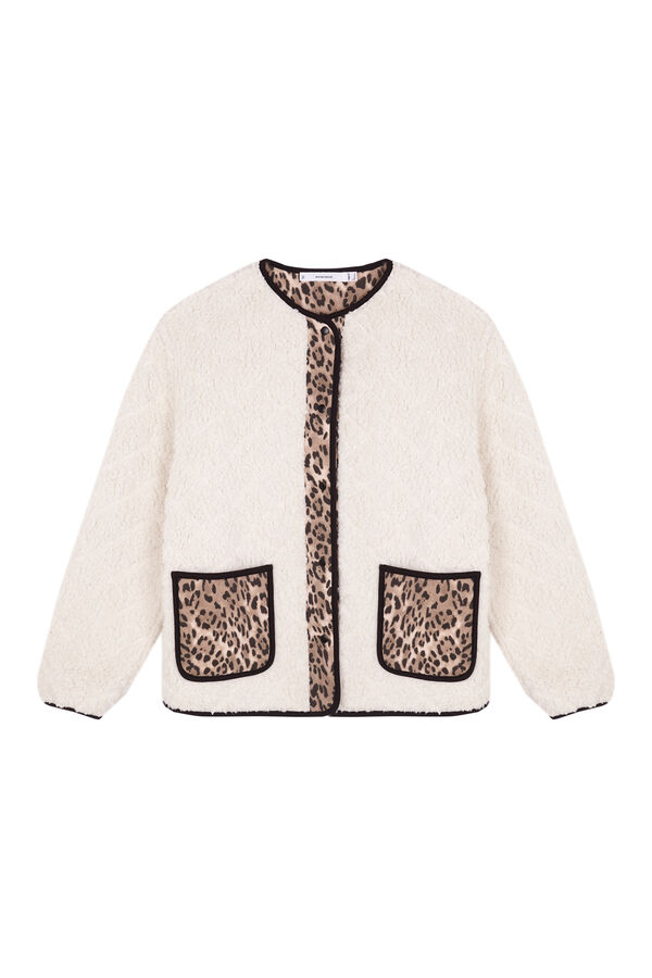 Women'secret Chaqueta corta reversible animal print marfil