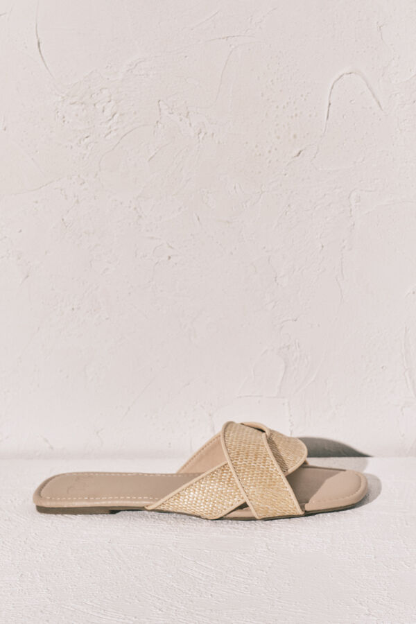 Women'secret Sandalias pala rafia beige nude