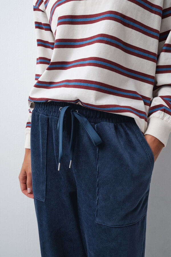Women'secret Pantal&oacute;n largo pana azul azul