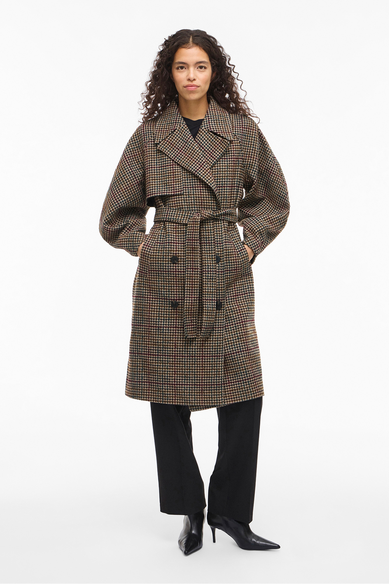 Abrigo largo de lana con cuadros Abrigos de mujer SlowLove